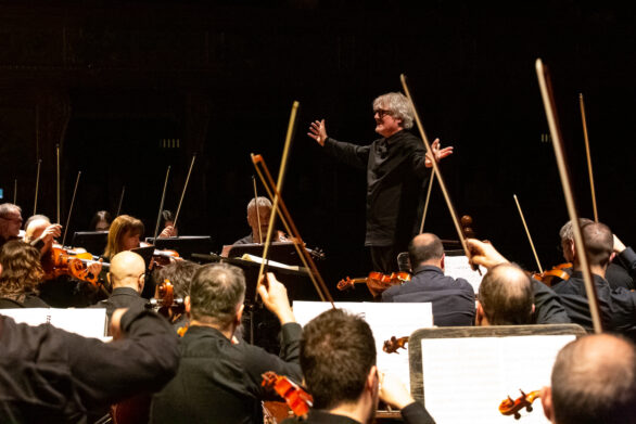 orchestra d'archi con il maestro durante l'esecuzione del Concerto Ingo Metzmacher
