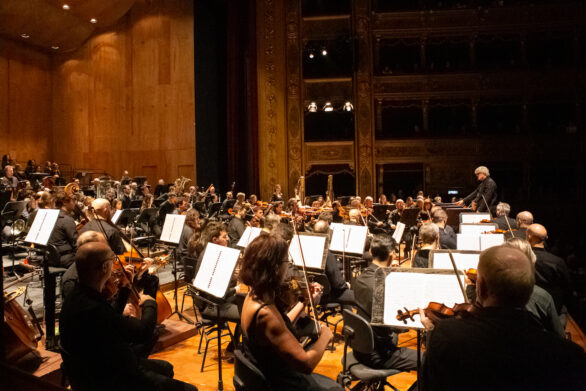prospettiva laterale orchestra durante l'esecuzione del Concerto Ingo Metzmacher