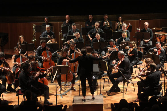 primo piano dell'orchestra sul palco
