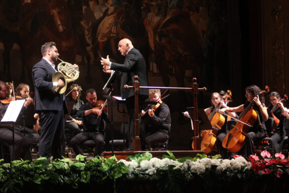 visuale dell'orchestra in opera sul palco